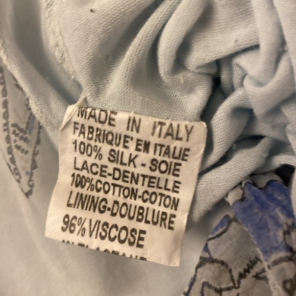 Via Signoria Sleeveless Baby Doll Baby Blue Silk MEDIUM - Picture 7 of 7